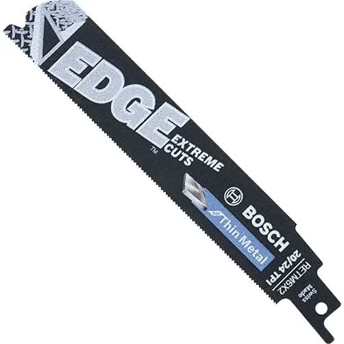 Bosch RETM6X2 5-Piece 6" 20/24 TPI Edge Reciprocating Saw Blades for Thin Metal