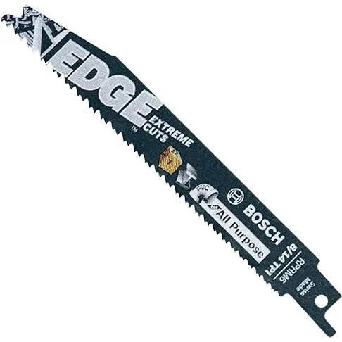 Bosch RPRM6 5-Piece 6 In. 8/14 TPI Edge Reciprocating Saw Blades for All Purpose