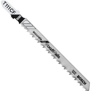 Bosch T111CF 5-Piece 4 In. 8 TPI Accurate for Wood with Nails T-Shank Jig Saw Blades