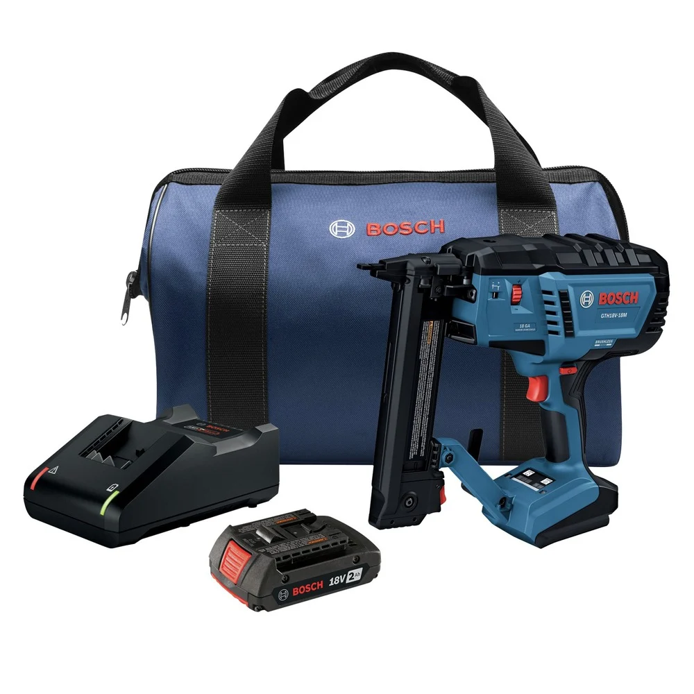 Bosch 18V Brushless Lithium-Ion 18-Gauge Cordless Narrow Crown Stapler Kit (2 Ah)