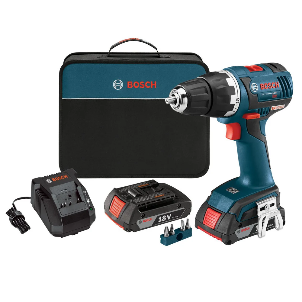 Factory Reconditioned Bosch 18V Lithium-Ion Brushless Compact Tough 1/2 in. Cordless Drill Driver Kit (2 Ah)