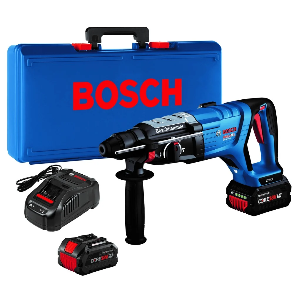 Factory Reconditioned Bosch 18V PROFACTOR Brushless Lithium-Ion 1-1/8 in. Cordless Connected-Ready SDS-plus Bulldog Rotary Hammer Kit with 2 Batteries (8 Ah)