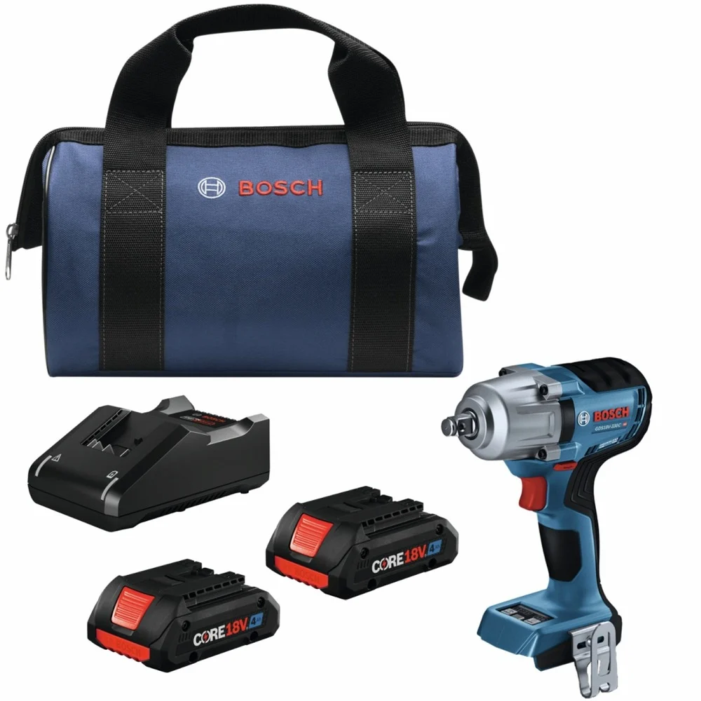 Factory Reconditioned Bosch 18V Lithium-Ion Brushless Connected-Ready 1/2 in. Cordless Mid-Torque Impact Wrench Kit with Friction Ring and Thru-Hole (4 Ah)