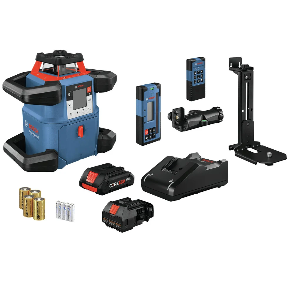 Factory Reconditioned Bosch 18V REVOLVE4000 Lithium-Ion Connected Self-Leveling Cordless Horizontal/Vertical Rotary Laser Kit (4 Ah)