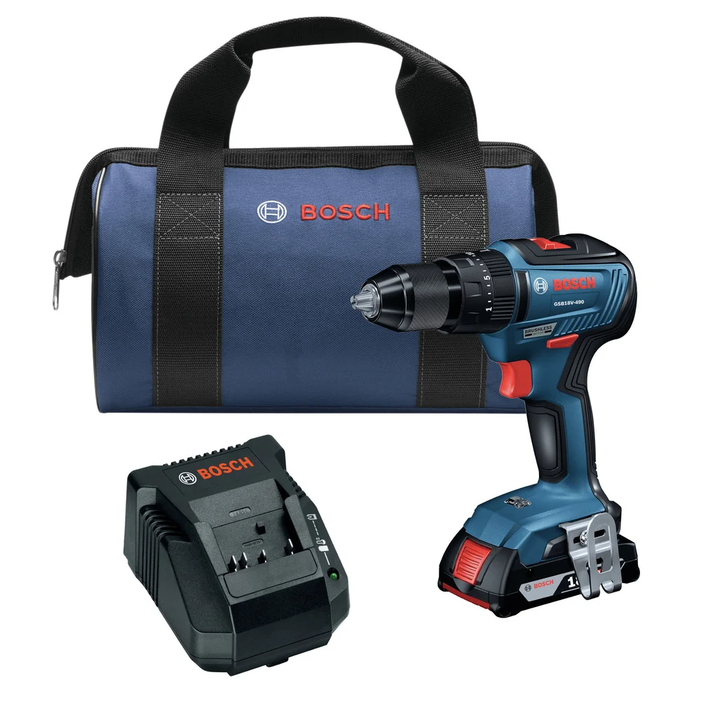 Factory Reconditioned Bosch 18V EC Brushless Lithium-Ion 1/2 in. Cordless Hammer Drill Driver Kit (2 Ah)