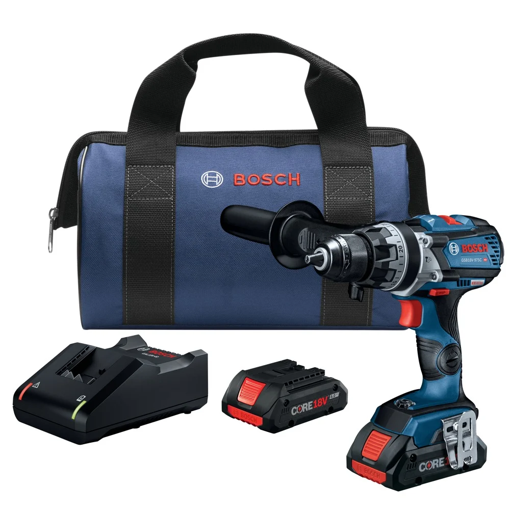 Factory Reconditioned Bosch 18V Brushless Lithium-Ion 1/2 in. Cordless Connected-Ready Hammer Drill Driver Kit with 2 Batteries (4 Ah)