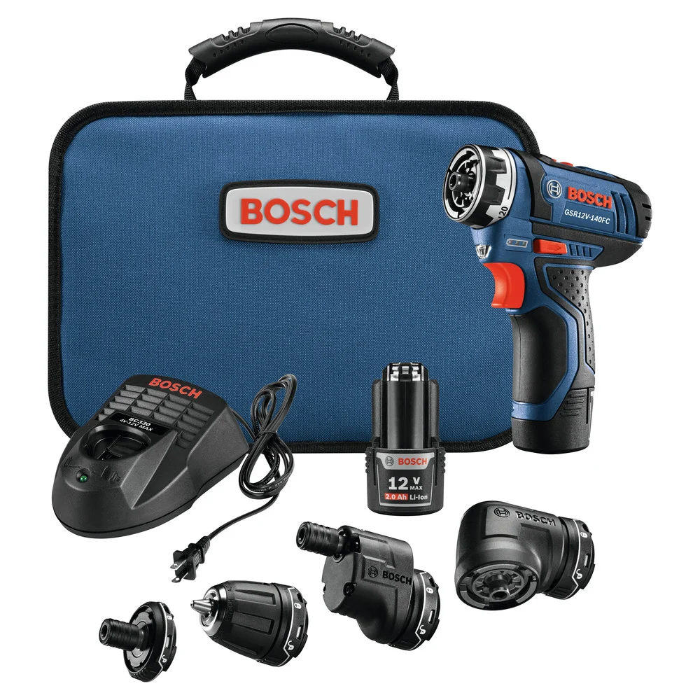 Factory Reconditioned Bosch 12V Max FlexiClick Lithium-Ion 1/4 in. Cordless 5-in-1 Drill/Driver System Kit with 2 Batteries (2 Ah)