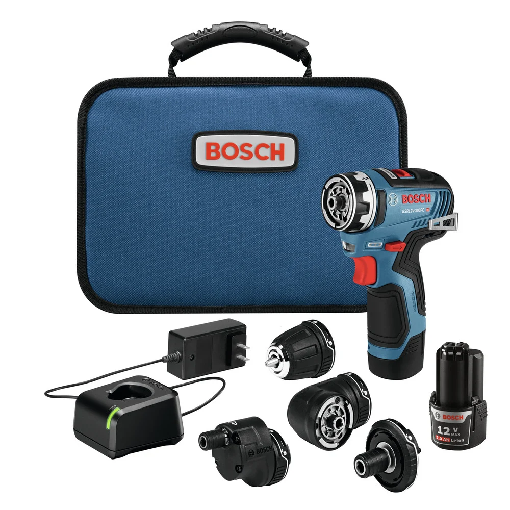 Factory Reconditioned Bosch Flexiclick 12V Max EC Brushless Lithium-Ion 5-In-1 Cordless Drill Driver System Kit with 2 Batteries (2 Ah)