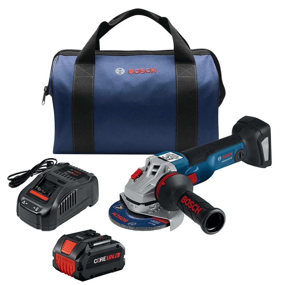 Factory Reconditioned Bosch 18V Brushless 4-1/2 in. - 5 in. Cordless Angle Grinder Kit with (1) CORE18V 8 Ah High Power Battery