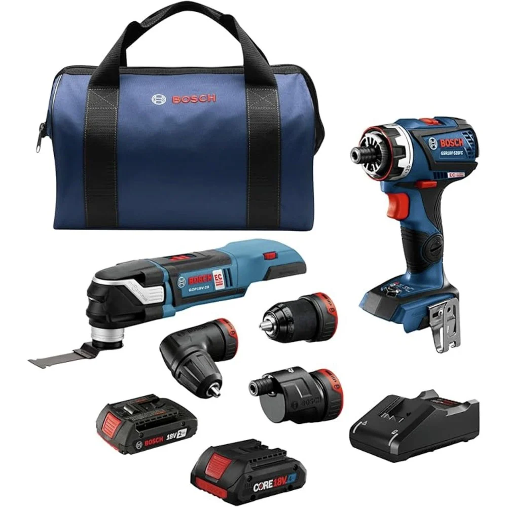 Factory Reconditioned Bosch 18V Brushless Lithium-Ion Cordless Starlock Oscillating Multi-Tool and Drill Driver Combo Kit with 2 Batteries (2 Ah/4 Ah)