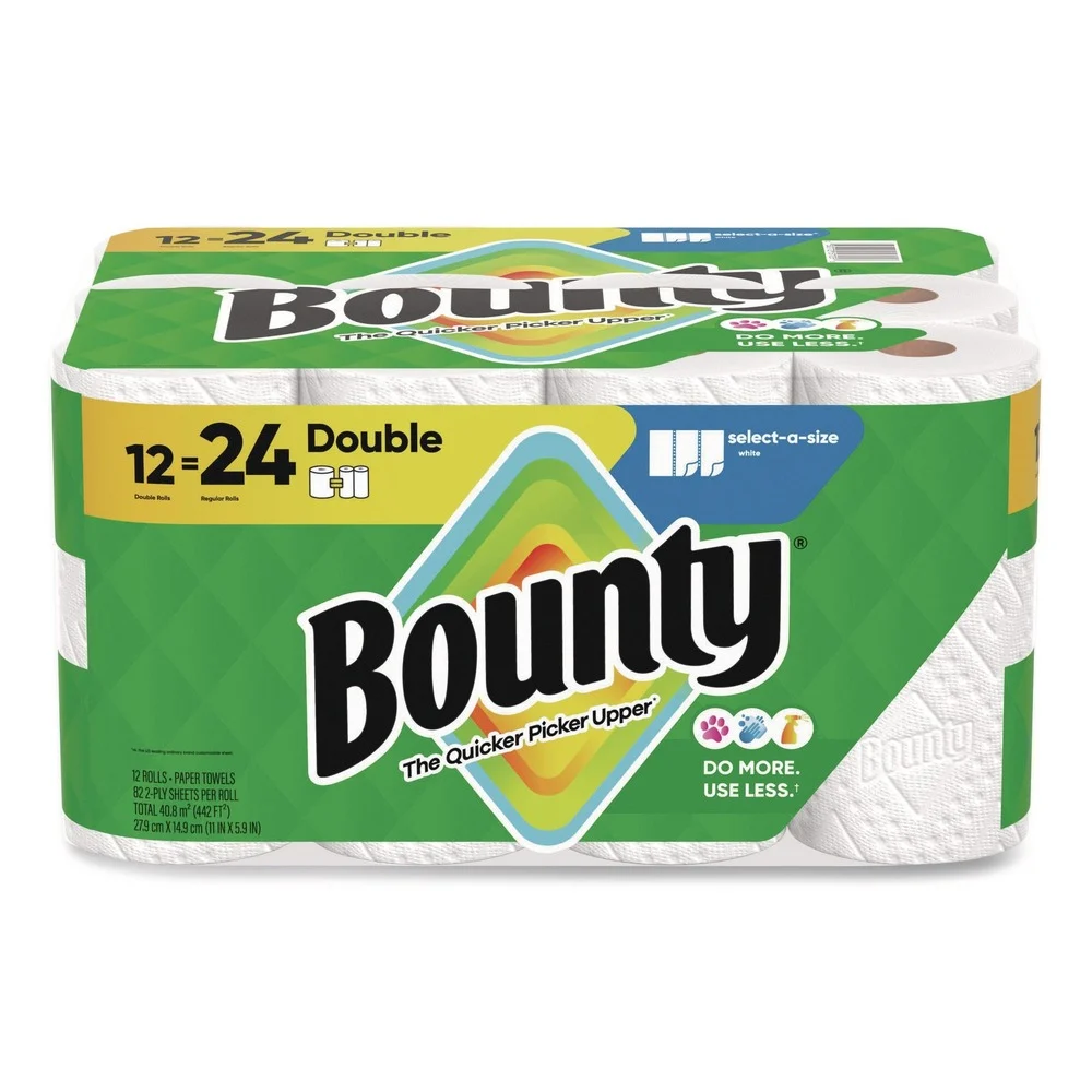 Bounty 80798316 Select-a-Size 5.9 in. x 11 in. 2-Ply Kitchen Roll Paper Towels - White (12/Carton)