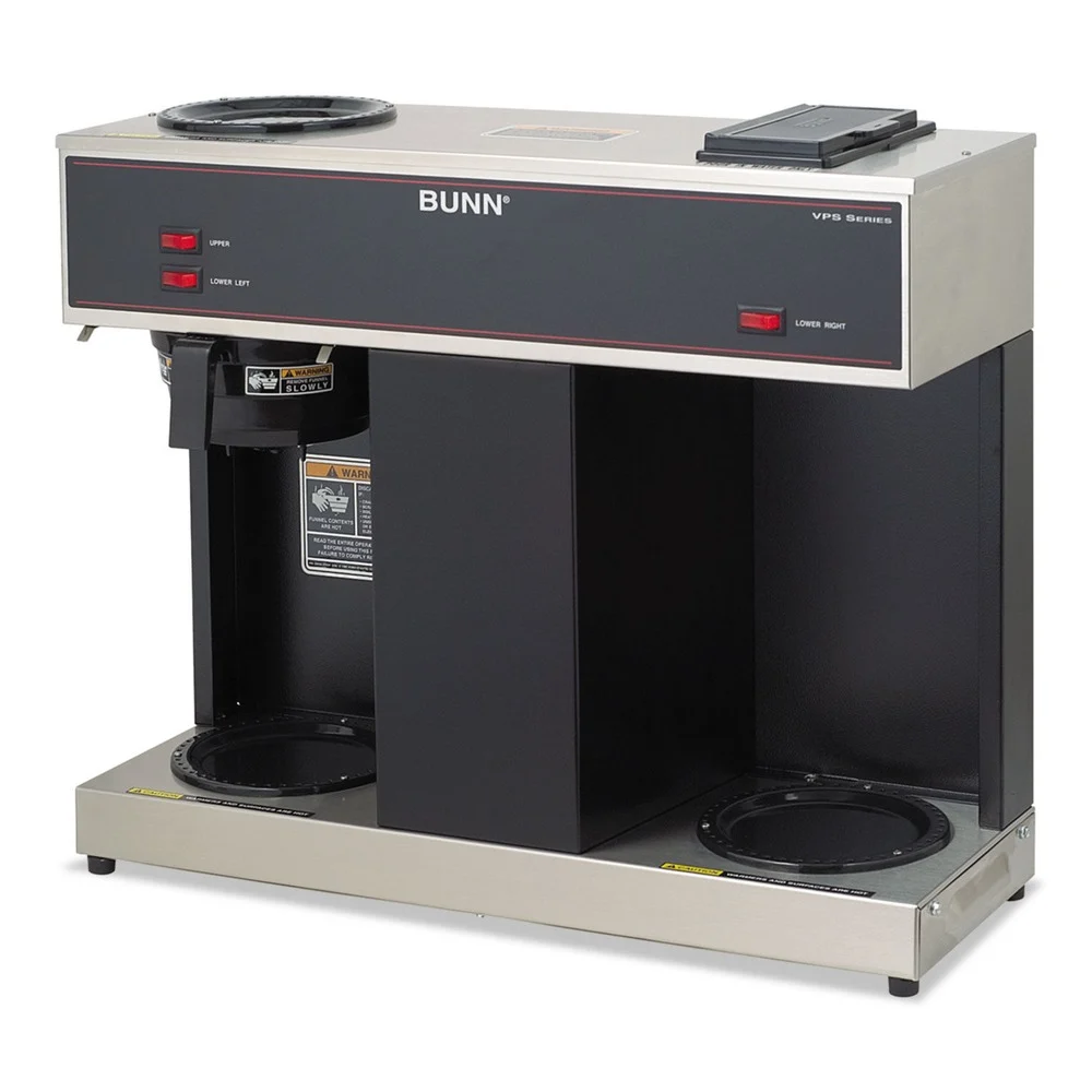 BUNN Pour-O-Matic 3-Burner 12-Cup Pour-Over Coffee Brewer - Stainless Steel/Black