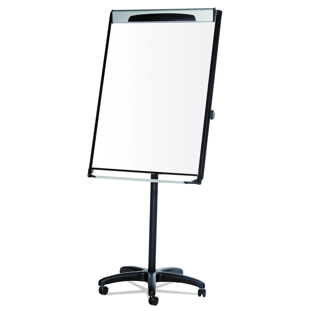 MasterVision 29 in. x 41 in. Platinum Mobile Easel - White Surface/Black Plastic Frame