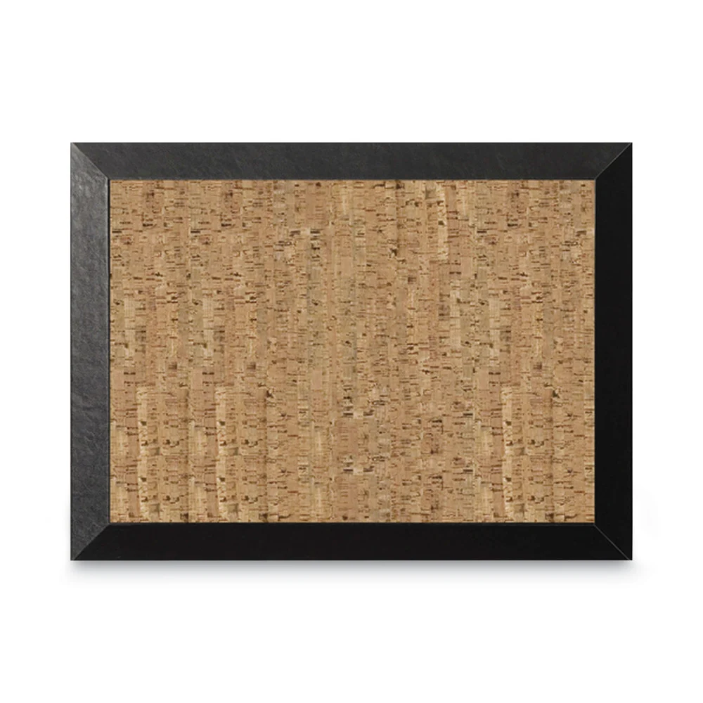 MasterVision 24 in. x 18 in. Natural Cork Bulletin Board - Tan Surface/Black Wood Frame