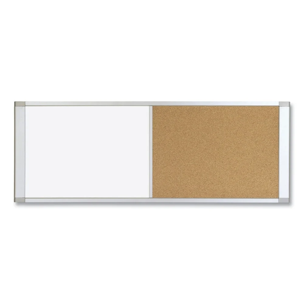 MasterVision 36 in. x 18 in. Cubicle Workstation Magnetic Dry Erase/Bulletin Board Combo - Tan/White Surface/Satin Aluminum Frame