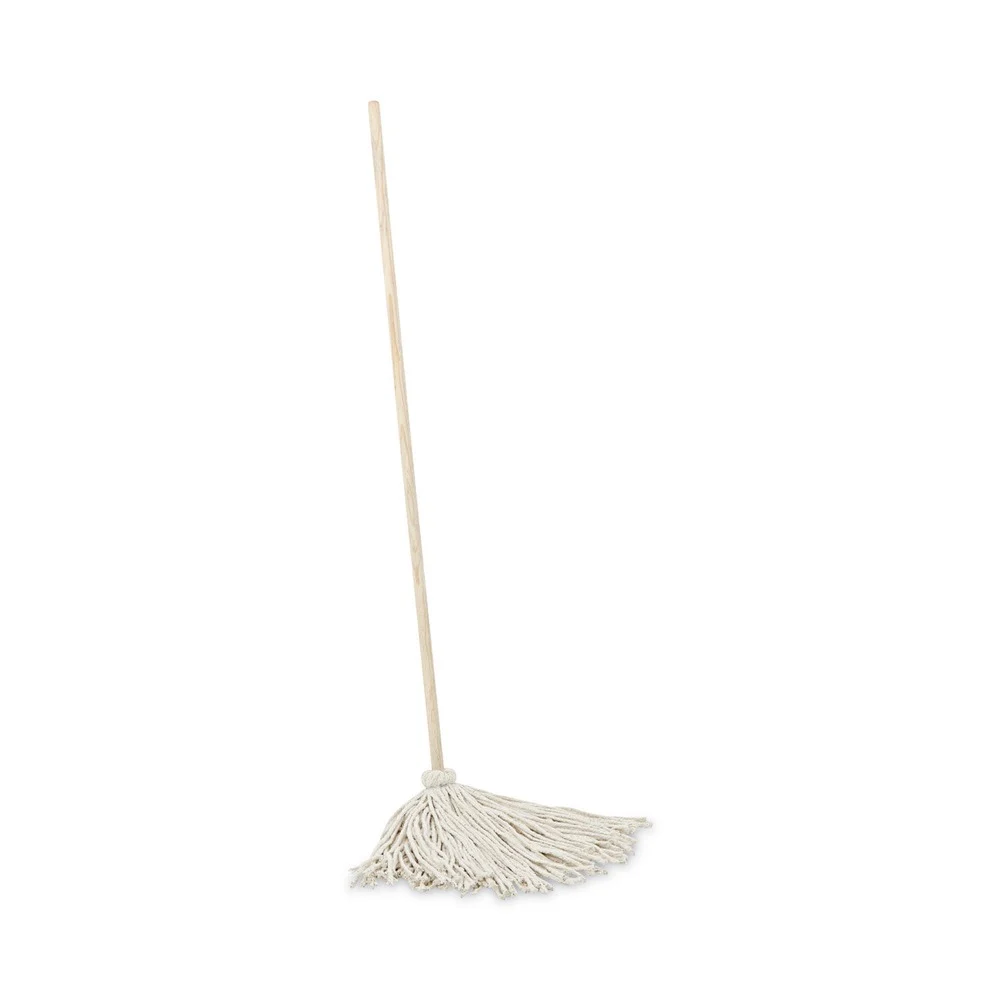 Boardwalk 16 oz. Cotton Head Deck Mop with 48 in. Oak Wood Handle - White (6/Carton)