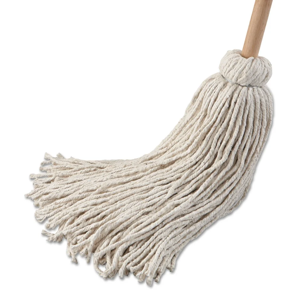 Boardwalk #32 White Cotton Head 54 in. Natural Wood Handle Handle/Deck Mop (6/Pack)