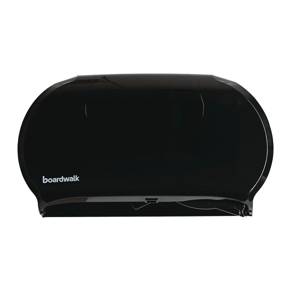 Boardwalk 20.25 in. x 6 in. x 12.25 in. Jumbo Twin Toilet Tissue Dispenser - Black