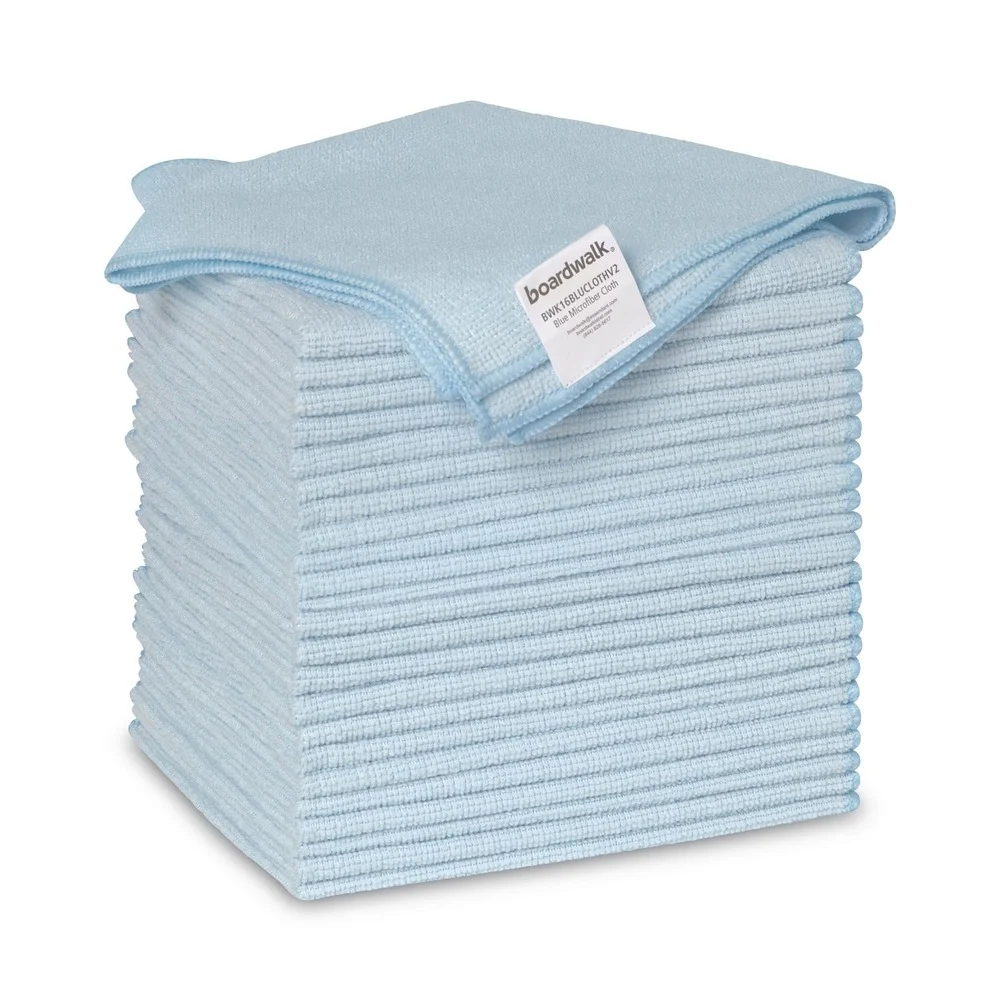 Boardwalk 16 in. x 16 in. Microfiber Cleaning Cloths - Blue (24/Pack)
