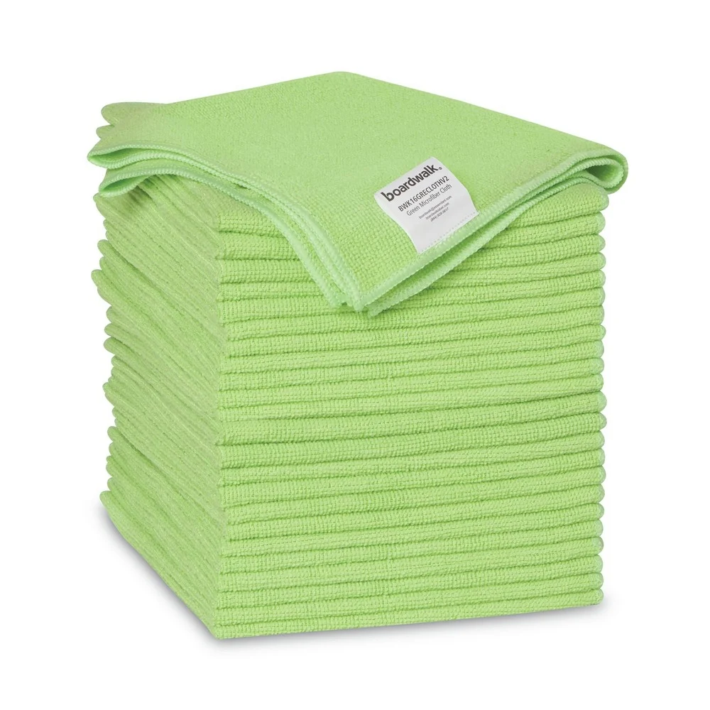 Boardwalk 16 in. x 16 in. Microfiber Cleaning Cloths - Green (24/Pack)