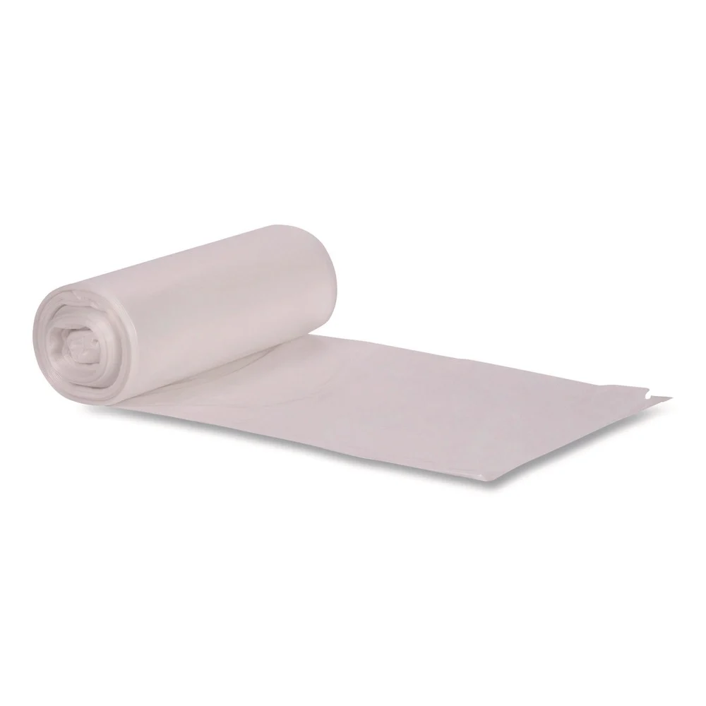 Boardwalk 30 Gallon 0.5 mil 30 in. x 36 in. Perforated Roll Low-Density Waste Can Liners - Clear (250/Carton)