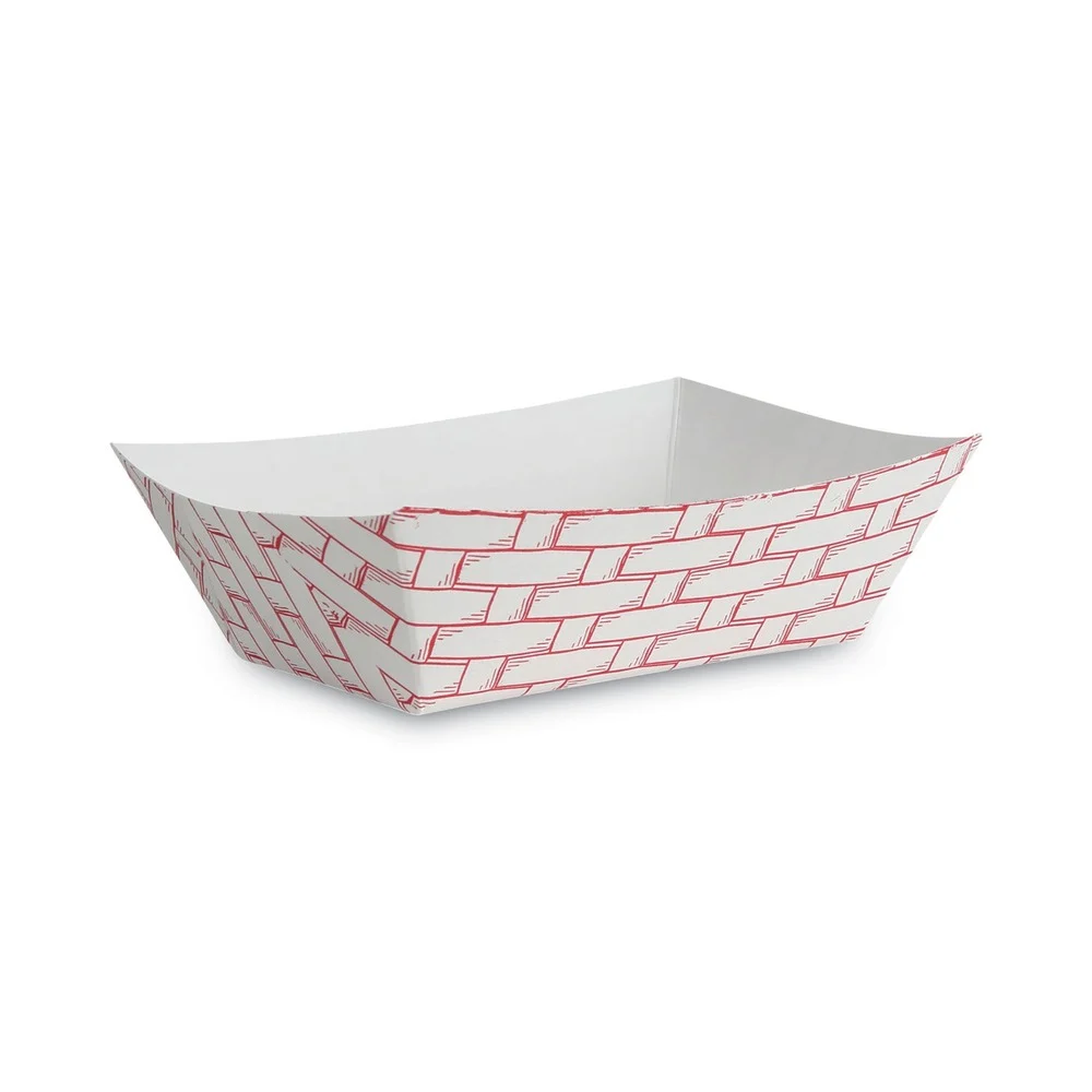 Boardwalk 1 lbs. Capacity Paper Food Baskets - Red/White (1000/Carton)