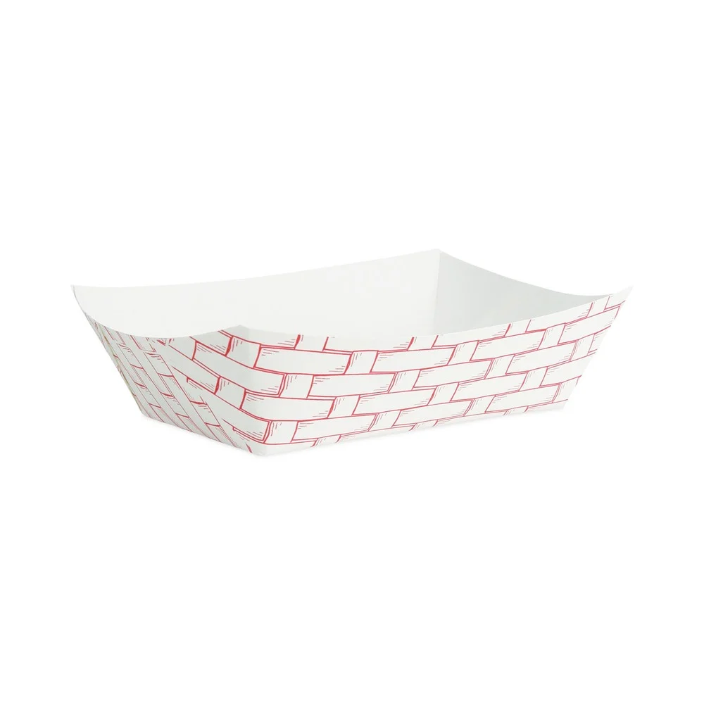 Boardwalk 2.5 lbs. Capacity Paper Food Baskets - Red/White (500/Carton)