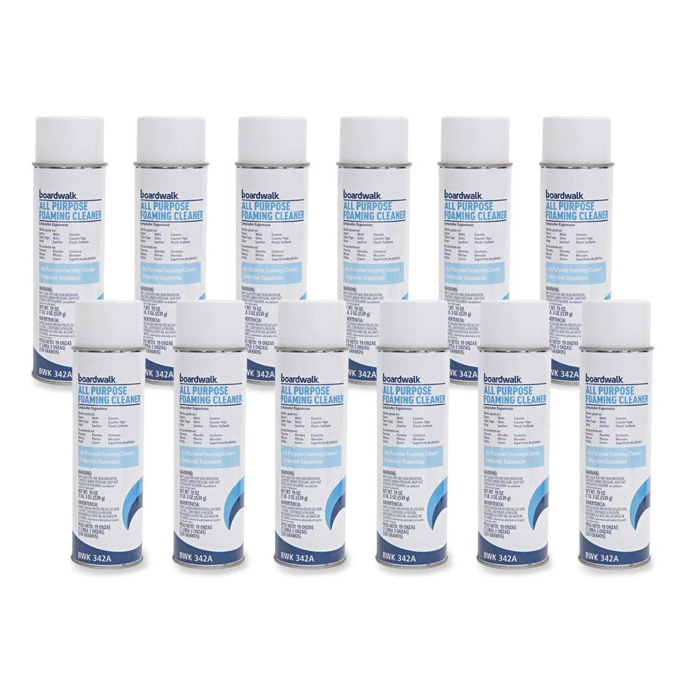 Boardwalk 1041290 12-Piece All-Purpose 19 oz. Foaming Cleaner with Ammonia Aerosol Pack