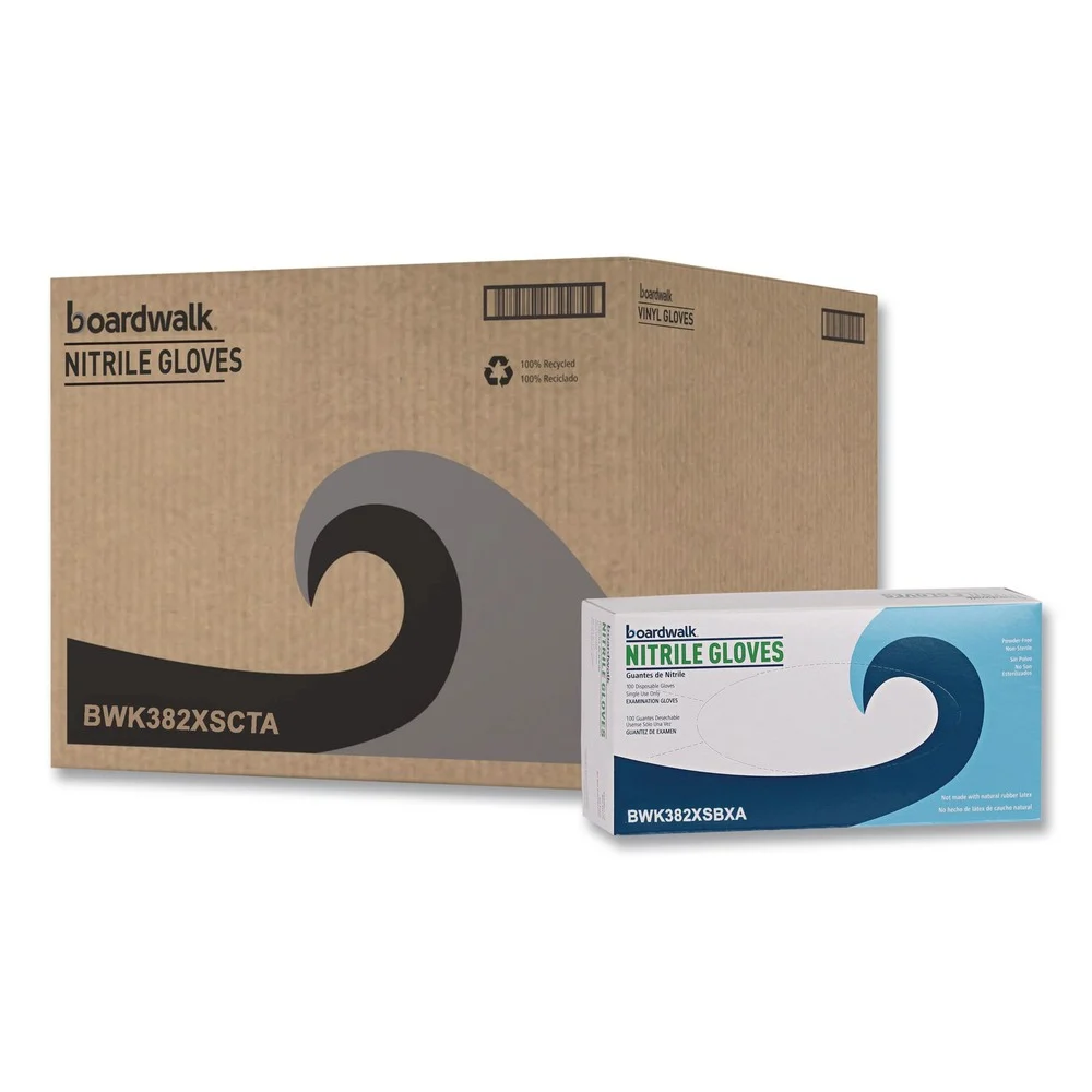 Boardwalk 9.5 in. 5 mil Disposable Examination Nitrile Gloves - X-Small/Blue (1000/Carton)