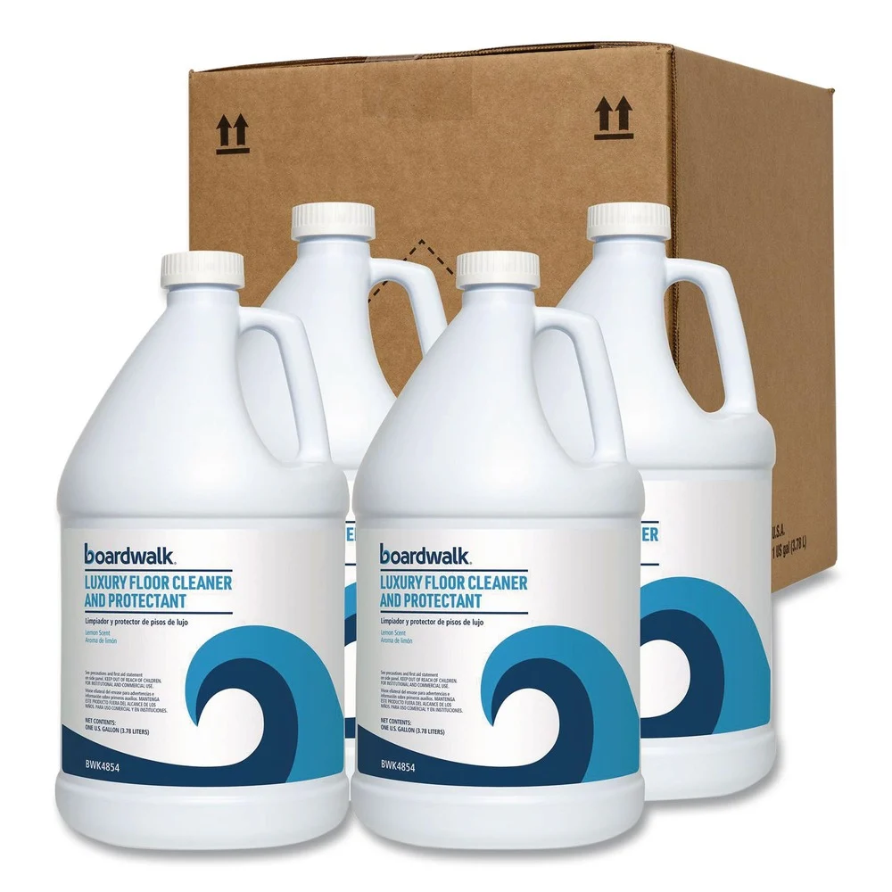 Boardwalk 1 Gallon Luxury Floor Cleaner and Protectant - Lemon Scent (4/Carton)