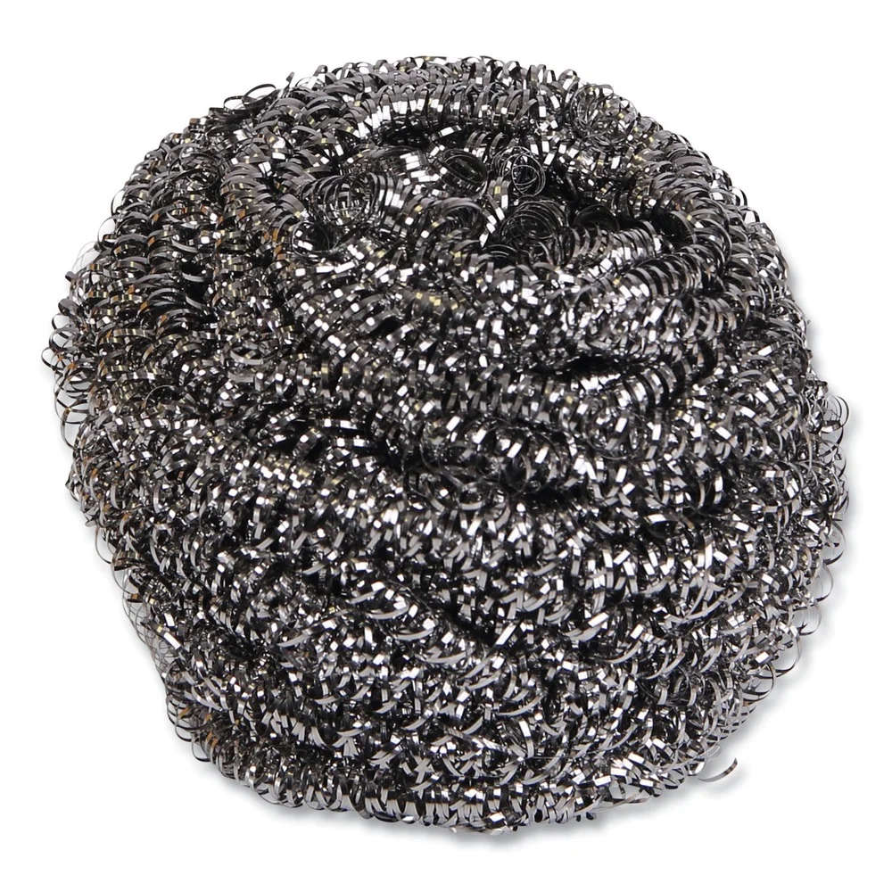 Boardwalk 2-1/2 in. x 2-3/4 in. Stainless Steel Scrubber - Steel Gray (12/Carton)