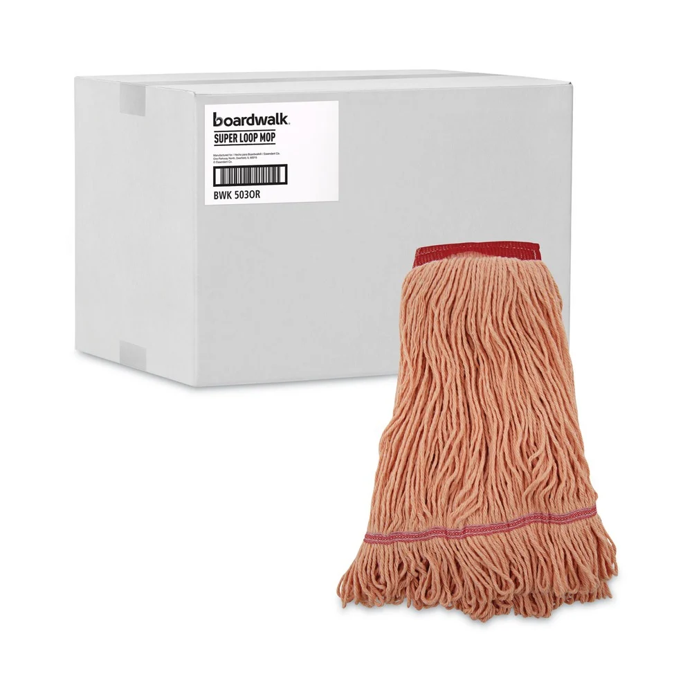 Boardwalk 12/Carton Super Loop Cotton/Synthetic Wet Mop Heads - Large, Orange