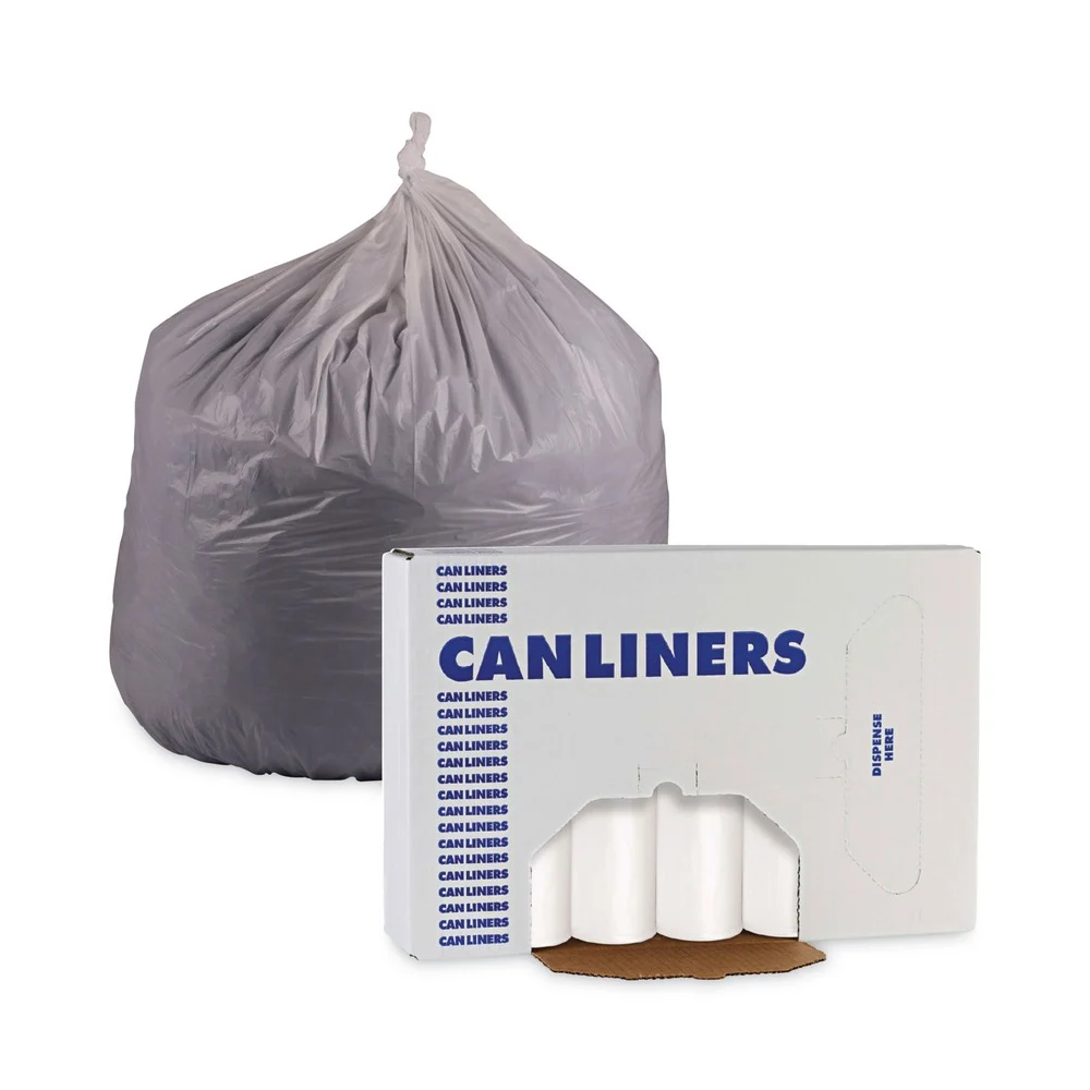 Boardwalk 55 Gallon 0.63 mil 38 in. x 58 in. Repro Low-Density Can Liners - White (10 Rolls/Carton,10 Bags/Roll)