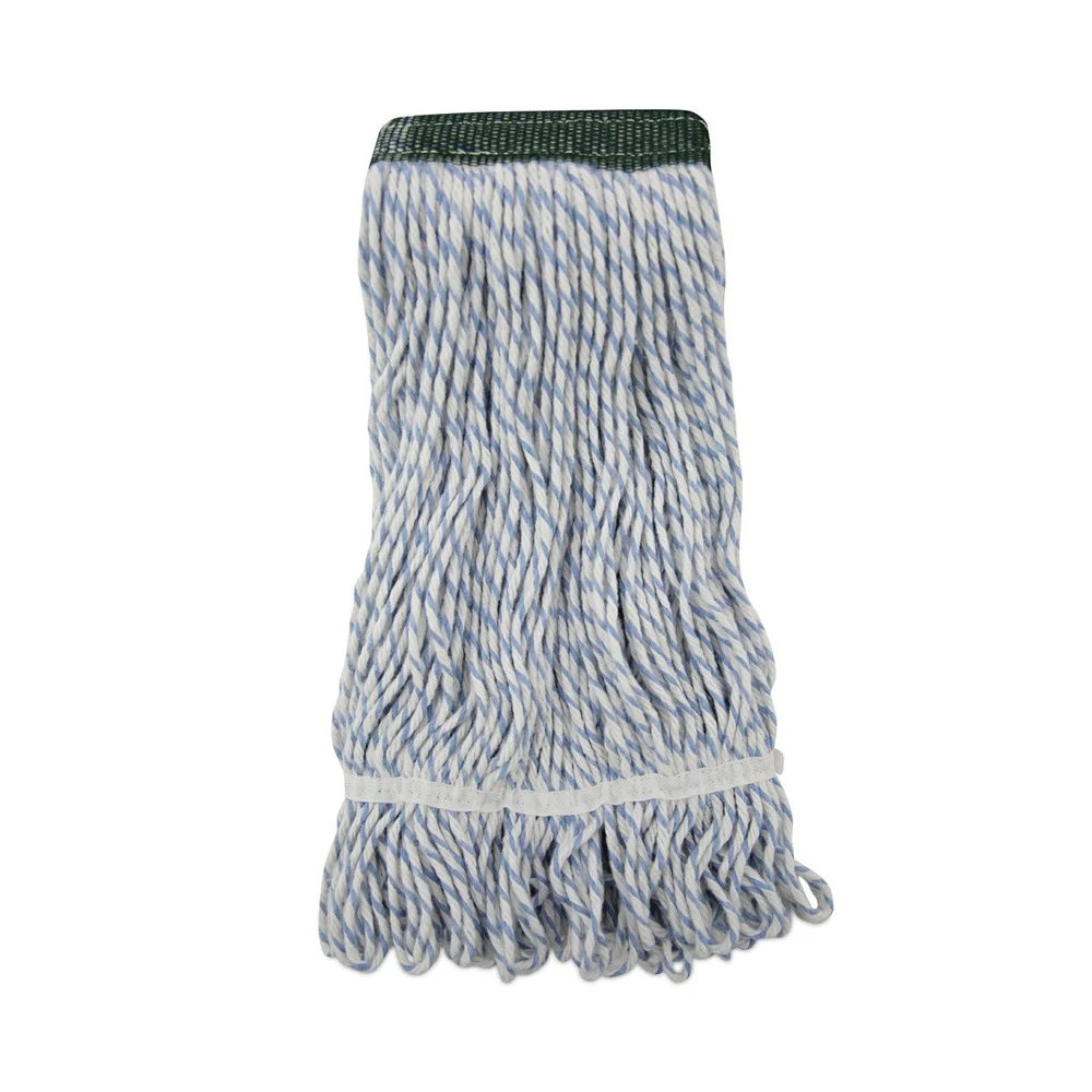 Boardwalk 12/Carton Wide Rayon/Polyester Floor Finish Mop Heads - Medium, White/Blue