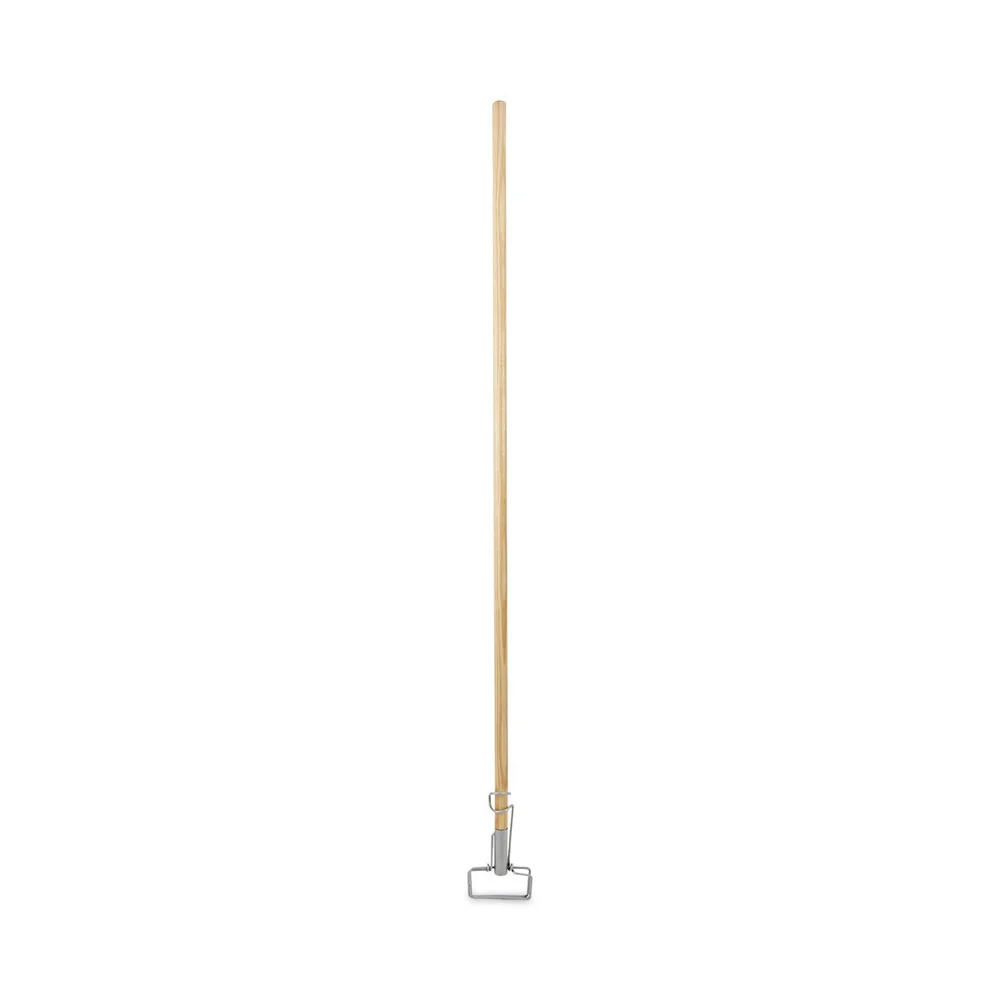 Boardwalk 60 in. Wood Spring Grip Metal Head Mop Handle for Most Mop Heads - Natural