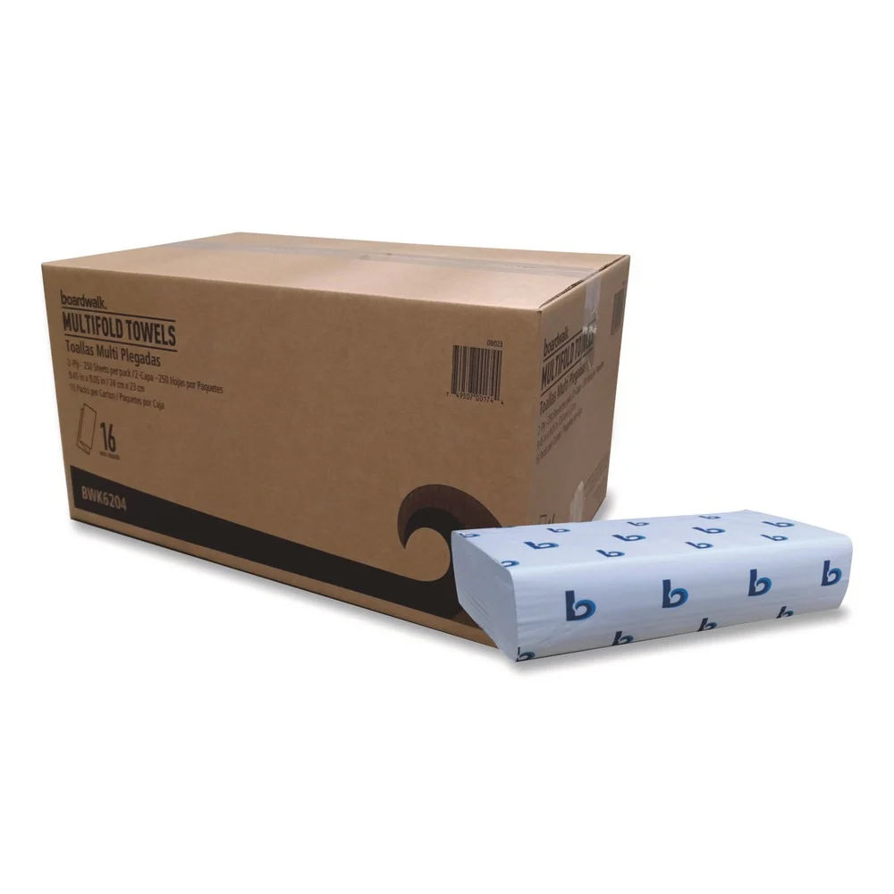 Boardwalk BWK6204 1-Ply 9 in. x 9.5 in. Structured Multifold Towels - White (16/Carton)