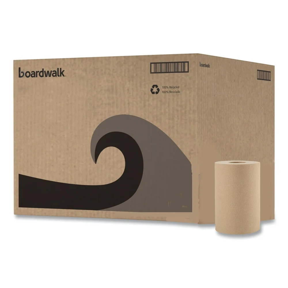 Boardwalk B6252 8 in. x 350 ft. 1-Ply Hardwound Paper Towels - Natural (12/Carton)