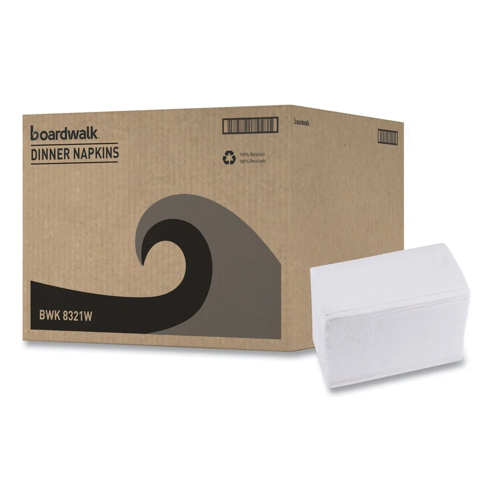 Boardwalk 15 in. x 17 in. 2-Ply 1/8-Fold Dinner Napkins - White (10/Carton)