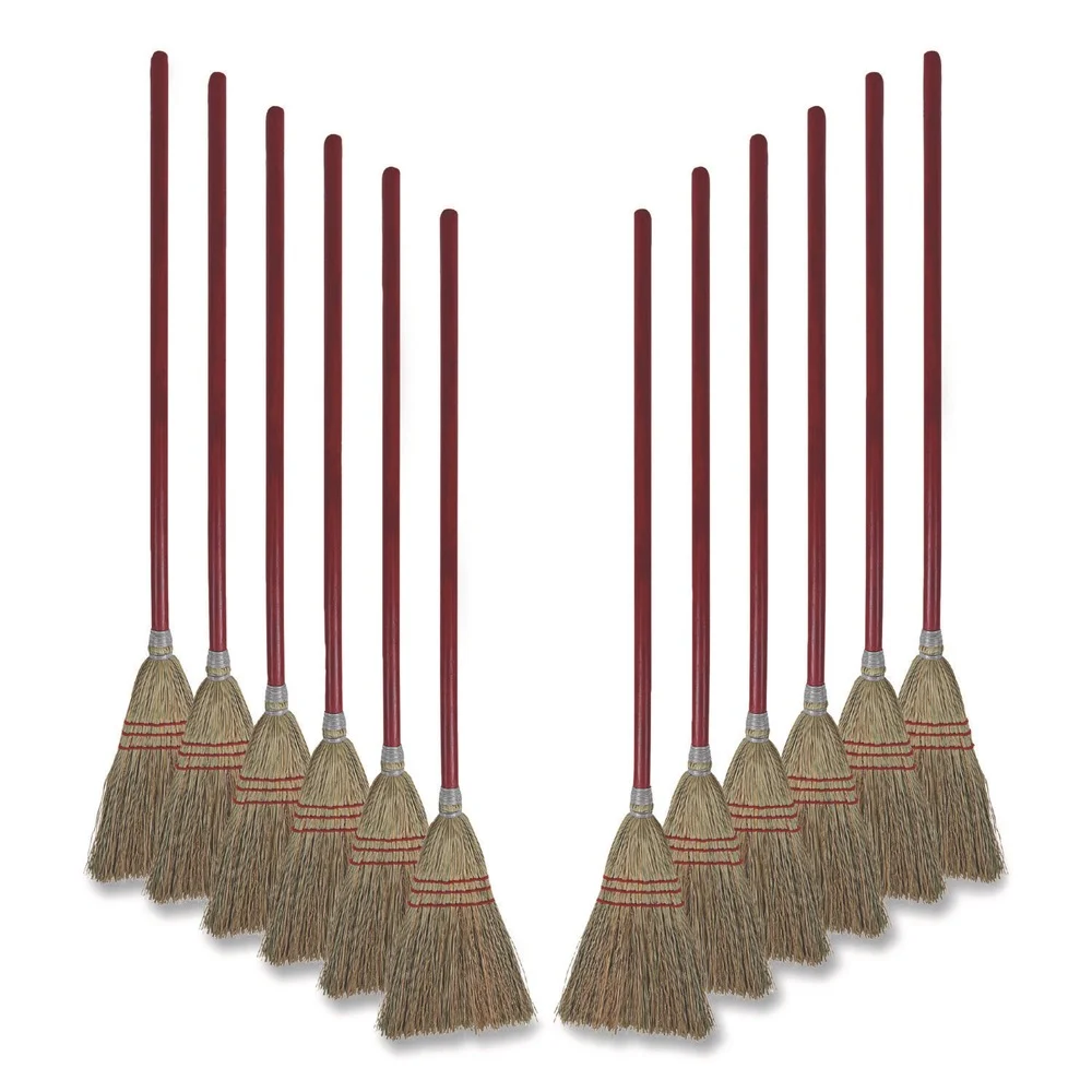Boardwalk Corn Fiber Lobby/Toy Broom with 39 in. Wood Handle - Red/Yellow (12/Carton)