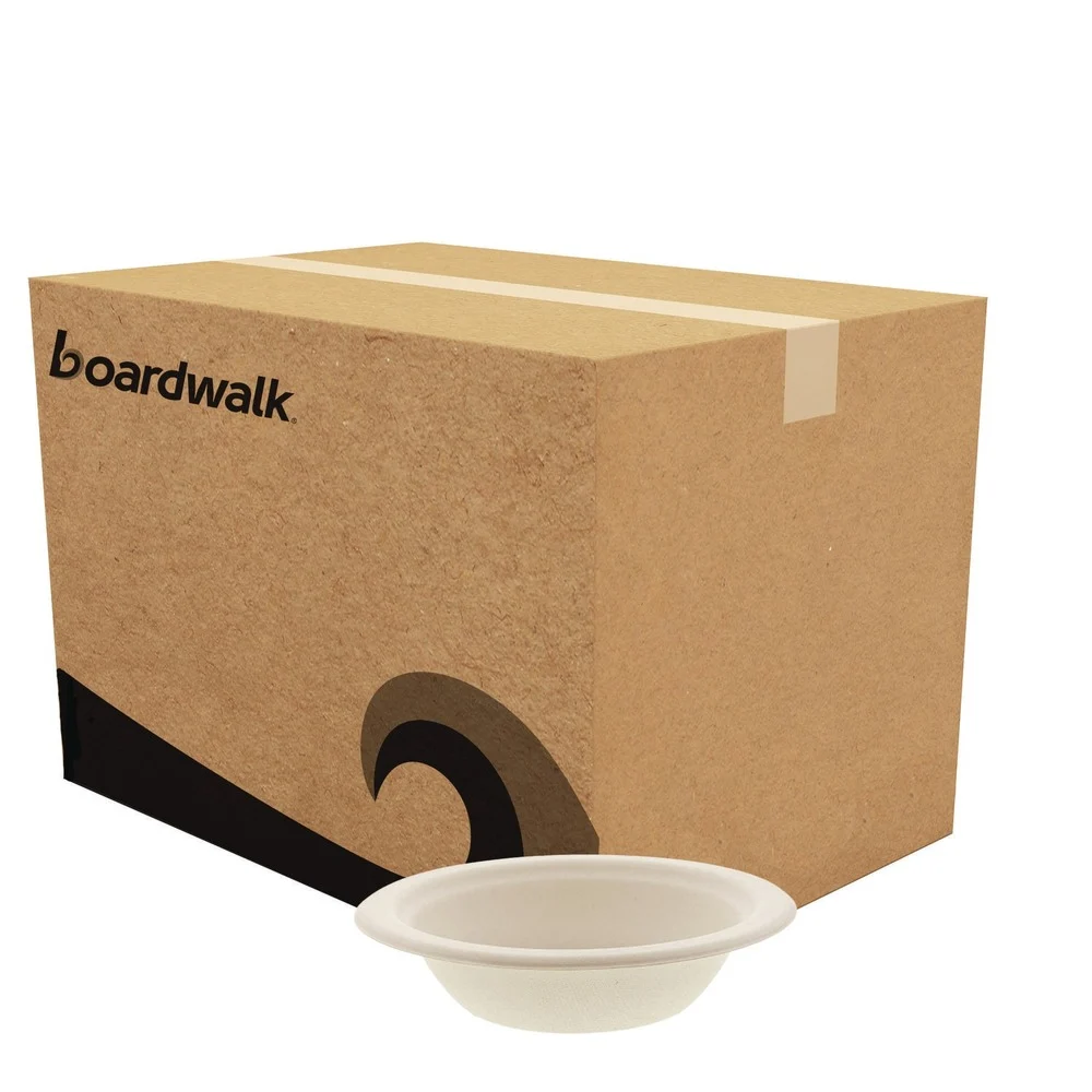 Boardwalk BWKBOWL12NPFA 12 oz. Bagasse PFAS-Free Dinnerware Round Bowl - Tan (1000/Carton)