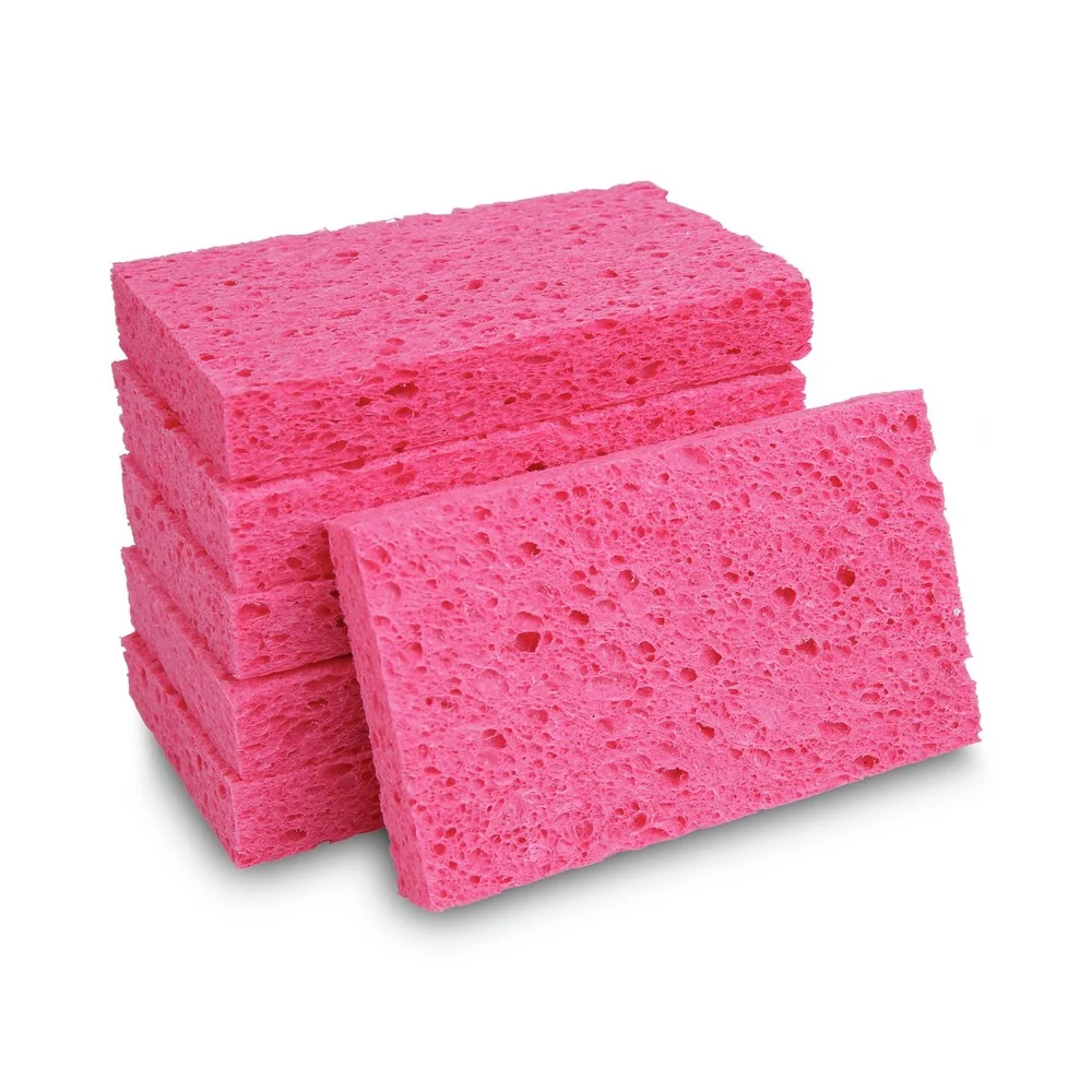Boardwalk A21BWK 0.9 in. Thick 3.6 in. x 6.5 in. Cellulose Sponges - Small, Pink (2/Pack, 24 Packs/Carton)