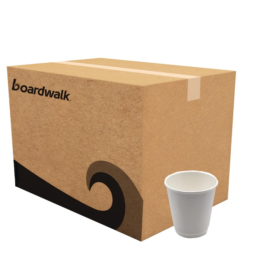 Boardwalk BWKDW10HCUP 10 oz Double-Walled Paper Hot Cups - White (500/Carton)