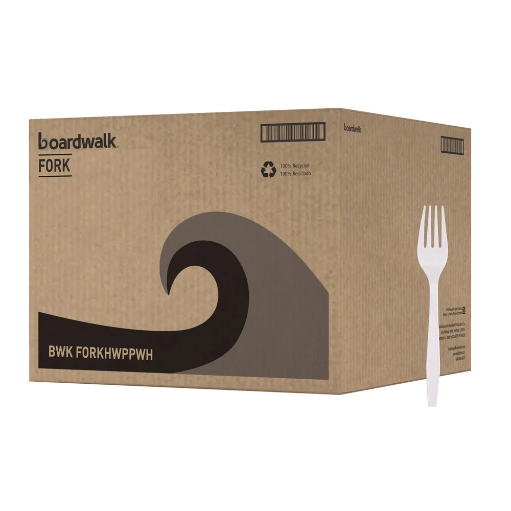 Boardwalk Heavyweight Polypropylene Fork Cutlery - White (1000/Carton)