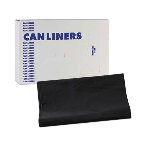 Boardwalk H8647WKK 56 Gallon 1.7 mil 43 in. x 47 in. Flat Pack Linear Low Density Industrial Can Liners - Black (100/Carton)