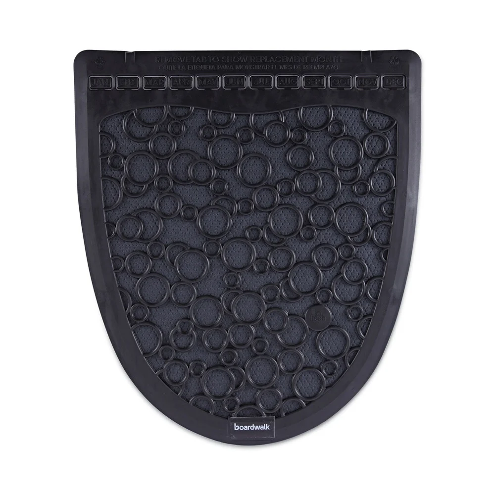 Boardwalk 17.5 in. x 20 in. 2.0 Rubber Urinal Mat - Black (6/Carton)