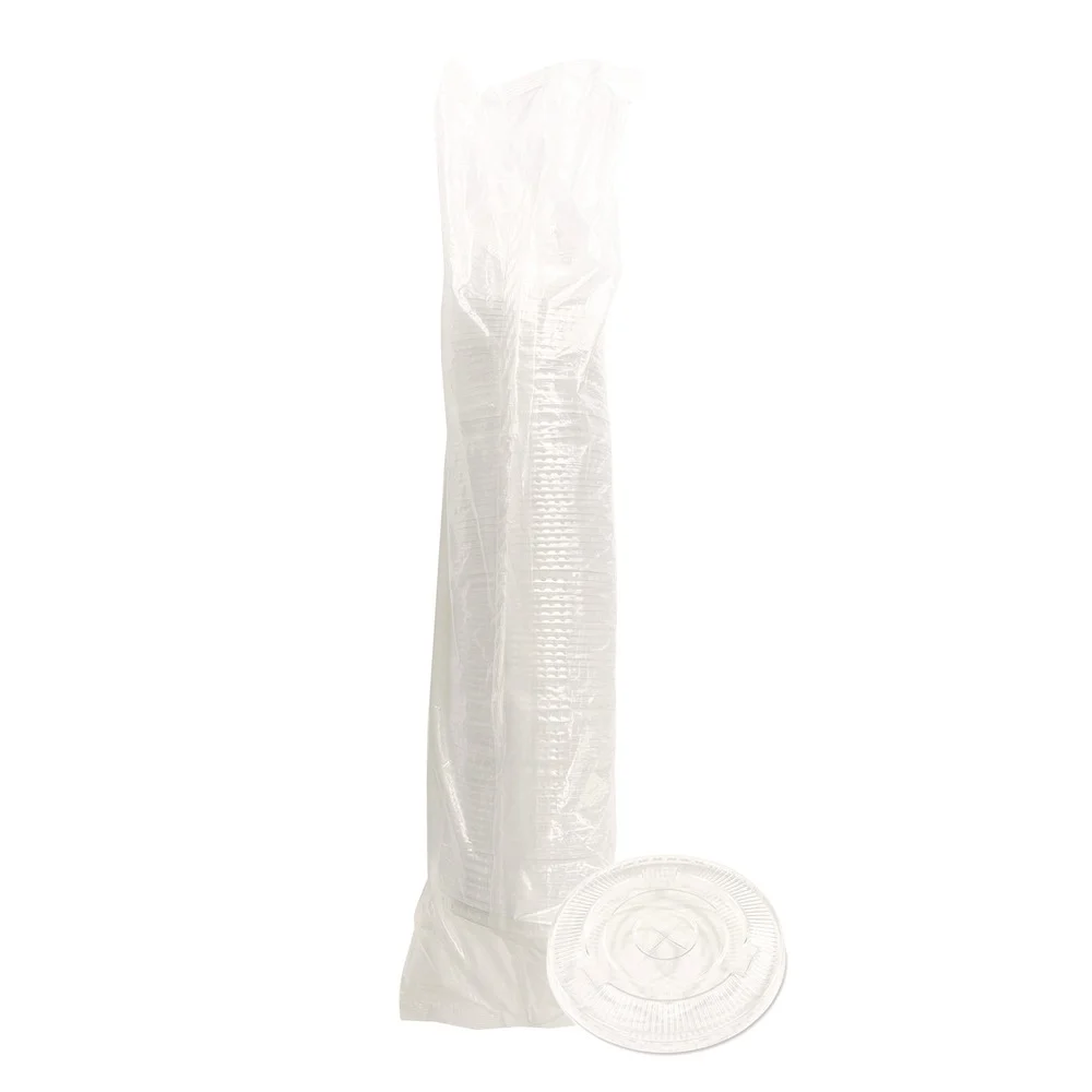Boardwalk 9 oz. to 12 oz. Crystal-Clear Cold Cup Straw-Slot Lids - Clear (100/Pack)