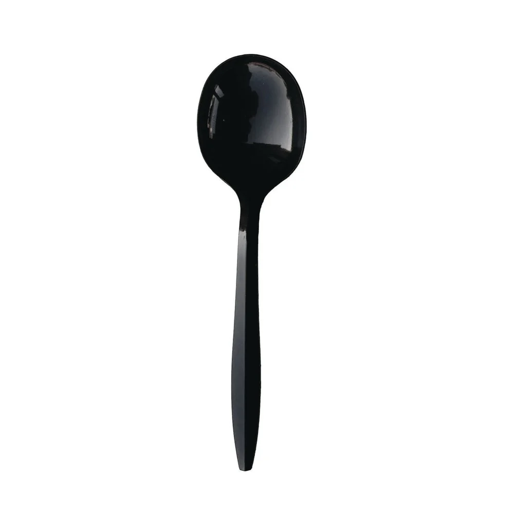 Boardwalk BWKSOUPBLMW Mediumweight Polypropylene Soup Spoon Cutlery - Black (1000/Carton)