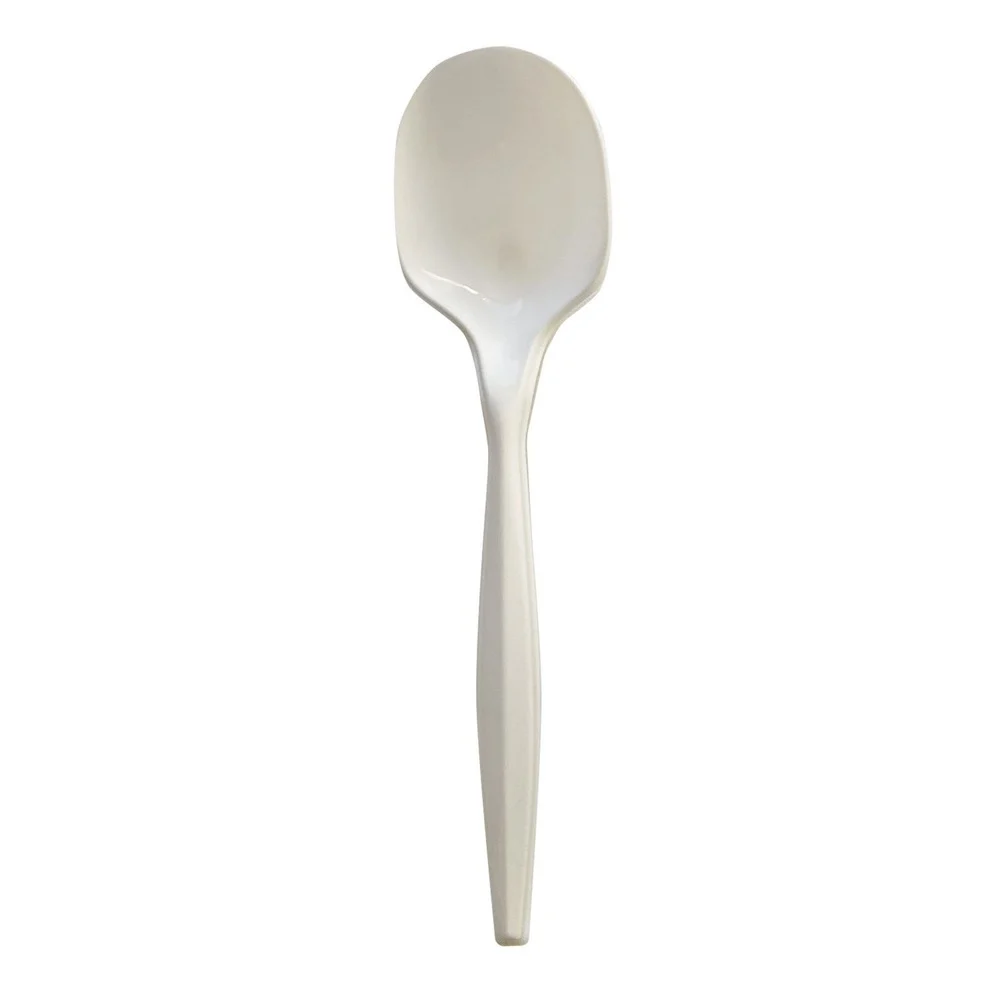 Boardwalk BWKSOUPMWPPIW 4.86 in. Mediumweight Wrapped Polypropylene Soup Spoon Cutlery - White (1000/Carton)