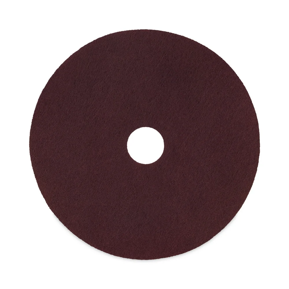 Boardwalk 16 in. Diameter Deep Scrub Pads - Maroon (10/Carton)