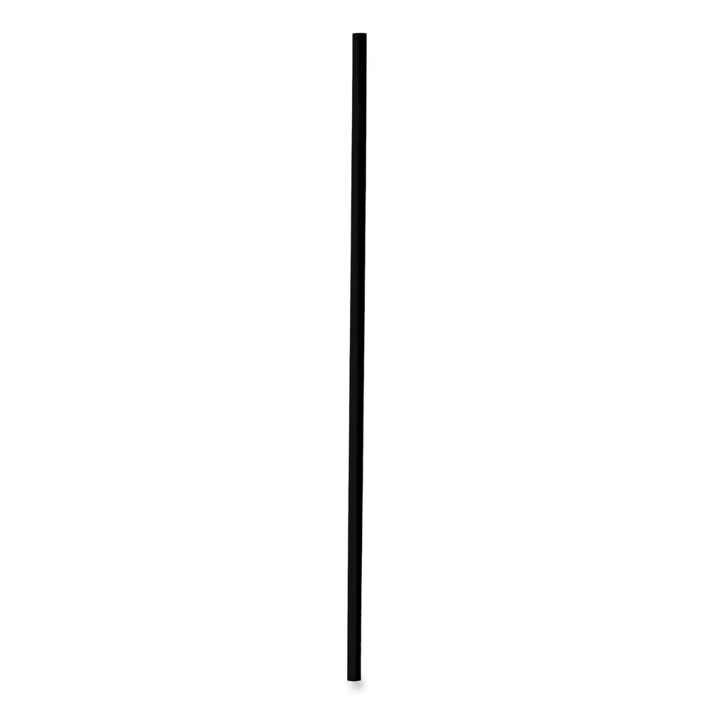 Boardwalk BWKSTRU525B10 5.25 in. Single Tube Polypropylene Stir-Straws - Black (1000/Pack, 10 Packs/Carton)
